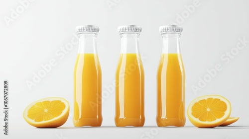 Set of 3 Juice Glass Bottle Mockup