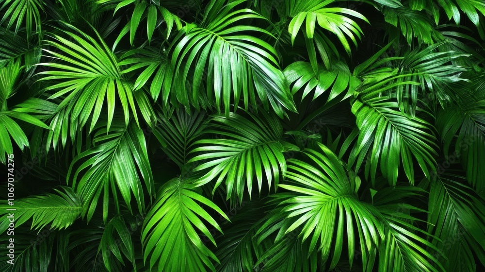 Lush Green Tropical Palm Leaves Background Lush Green Tropical Palm Leaves Background