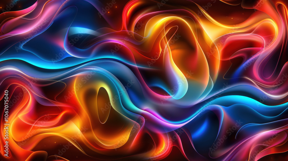 Vibrant abstract background featuring wavy lines in blend of red, blue, and orange hues, creating dynamic and energetic visual experience Vibrant abstract background featuring wavy lines in blend of red, blue, and orange hues, creating dynamic and energetic visual experience