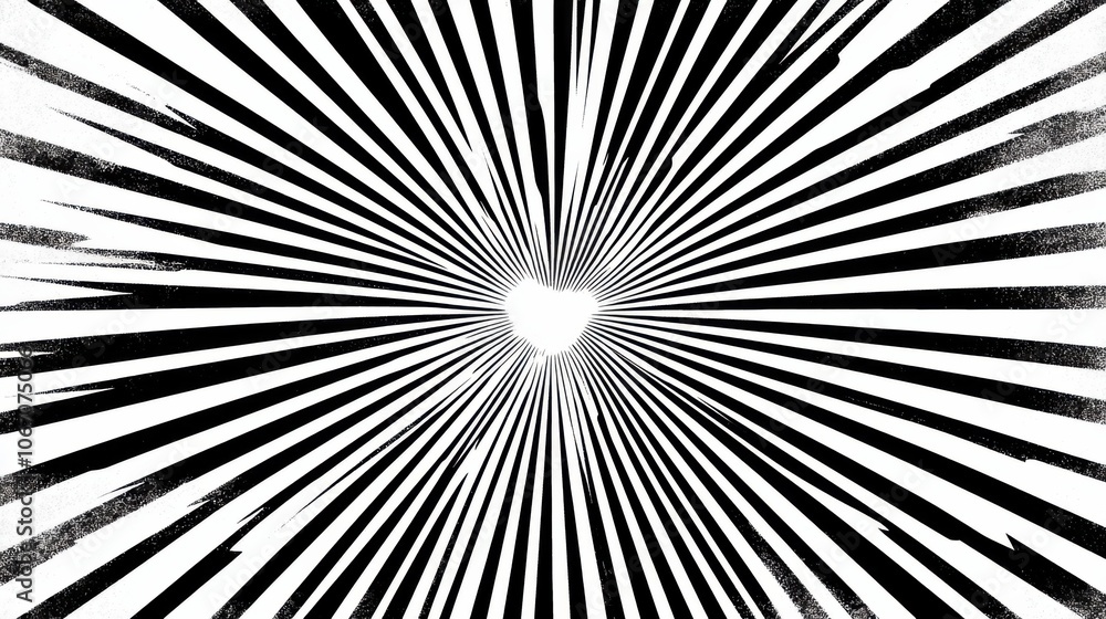 Fototapeta premium Radiating Black and White Heart Design