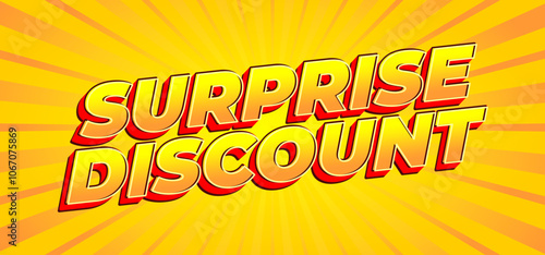 Surprise discount. Text effect in 3D look for banner or website header