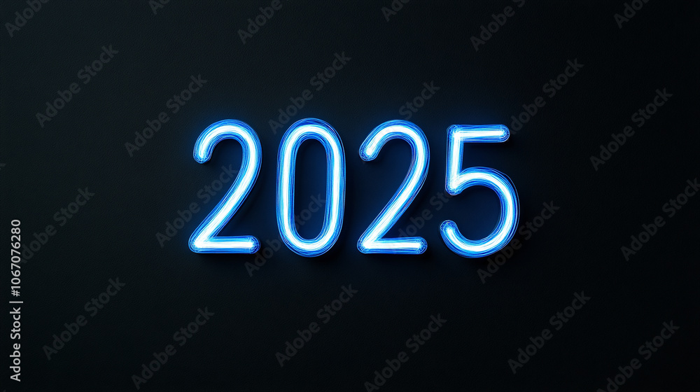 New Year 2025. Glowing numbers on dark background New Year 2025. Glowing numbers on dark background