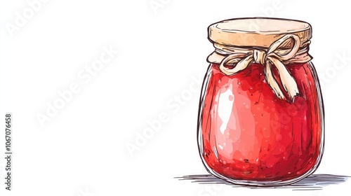 Hand-drawn jar of jam icon representing homemade preserves. This whimsical jar of jam icon captures the essence of delicious spreads, with ample copy space for customization.