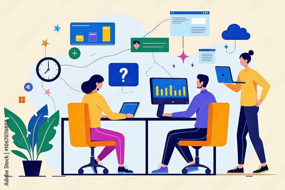 Boost Your Business with a Dynamic Team Collaboration Illustration for Marketing and Sales Boost Your Business with a Dynamic Team Collaboration Illustration for Marketing and Sales