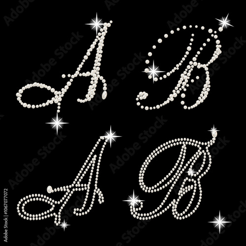 Capital Letters of English alphabet romantic with pearls photo