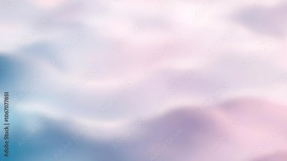 Naklejka premium Blurry abstract background with waves of blue and pink hues creating a serene and dreamy atmosphere, serene
