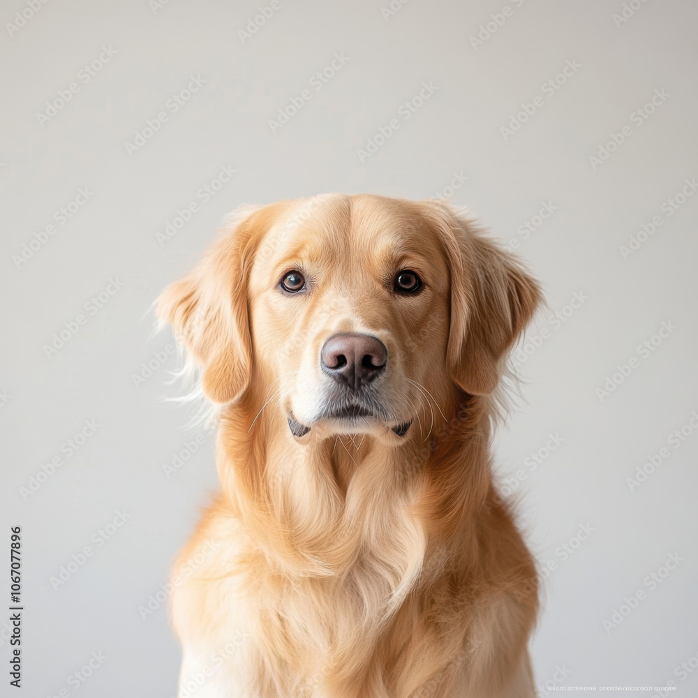Healthy Golden Retriever on Neutral Background Healthy Golden Retriever on Neutral Background
