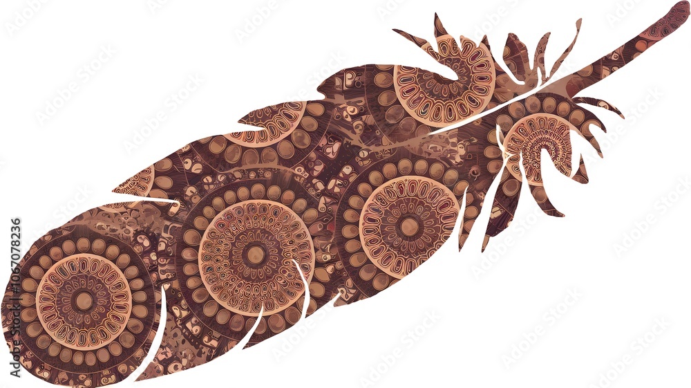 Obraz premium Feather shape filled with circular mandala pattern