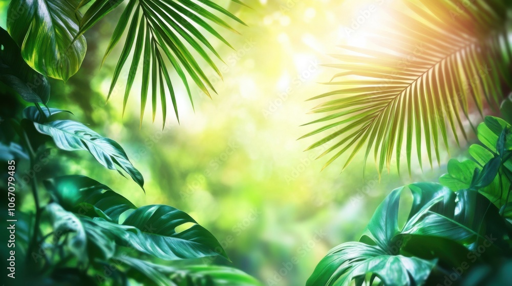Lush Green Tropical Foliage with Soft Light Lush Green Tropical Foliage with Soft Light