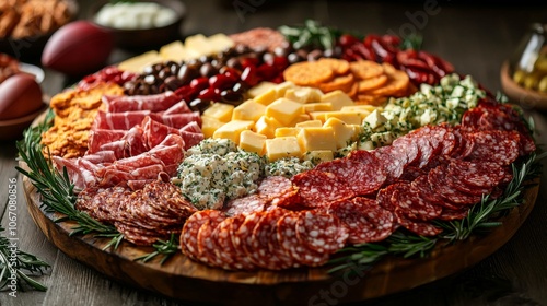 Footballthemed charcuterie board for Super Bowl snacks photo