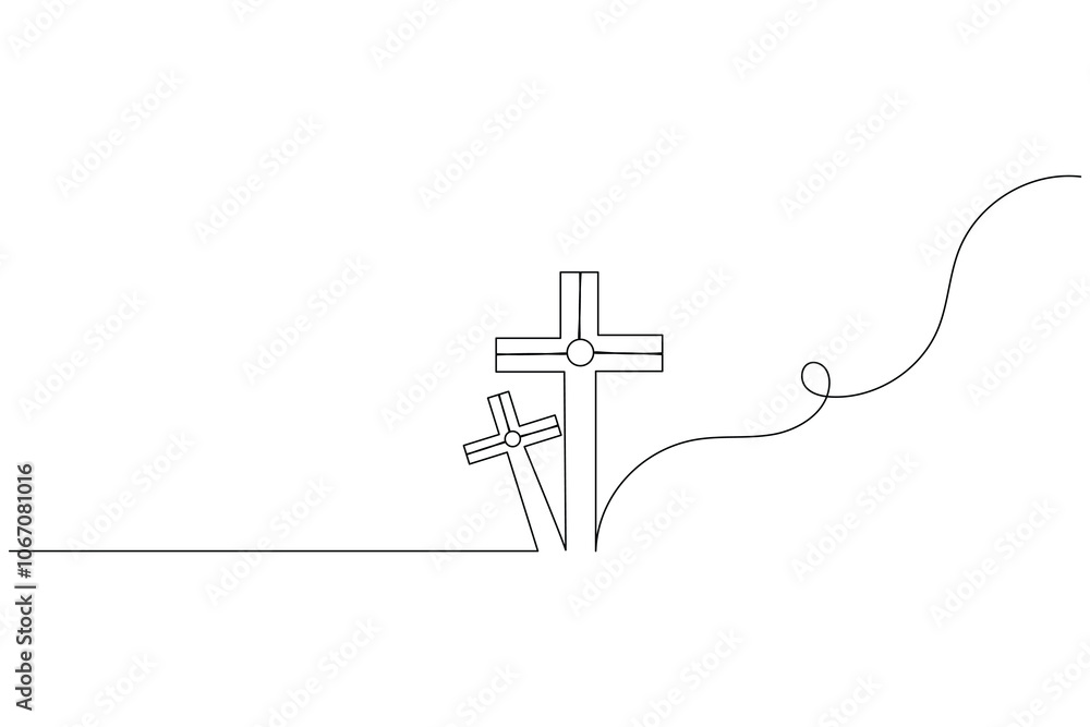 Easter cross one line drawing of good Friday continuous line isolate outline vector icon Easter cross one line drawing of good Friday continuous line isolate outline vector icon