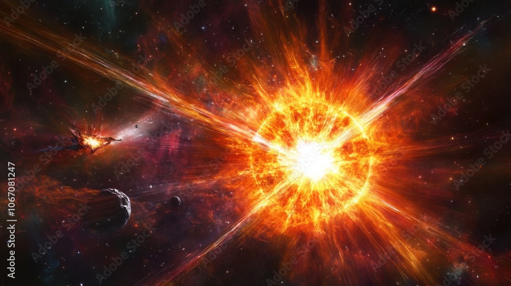 Cosmic Explosion in Colorful Deep Space Scene Cosmic Explosion in Colorful Deep Space Scene