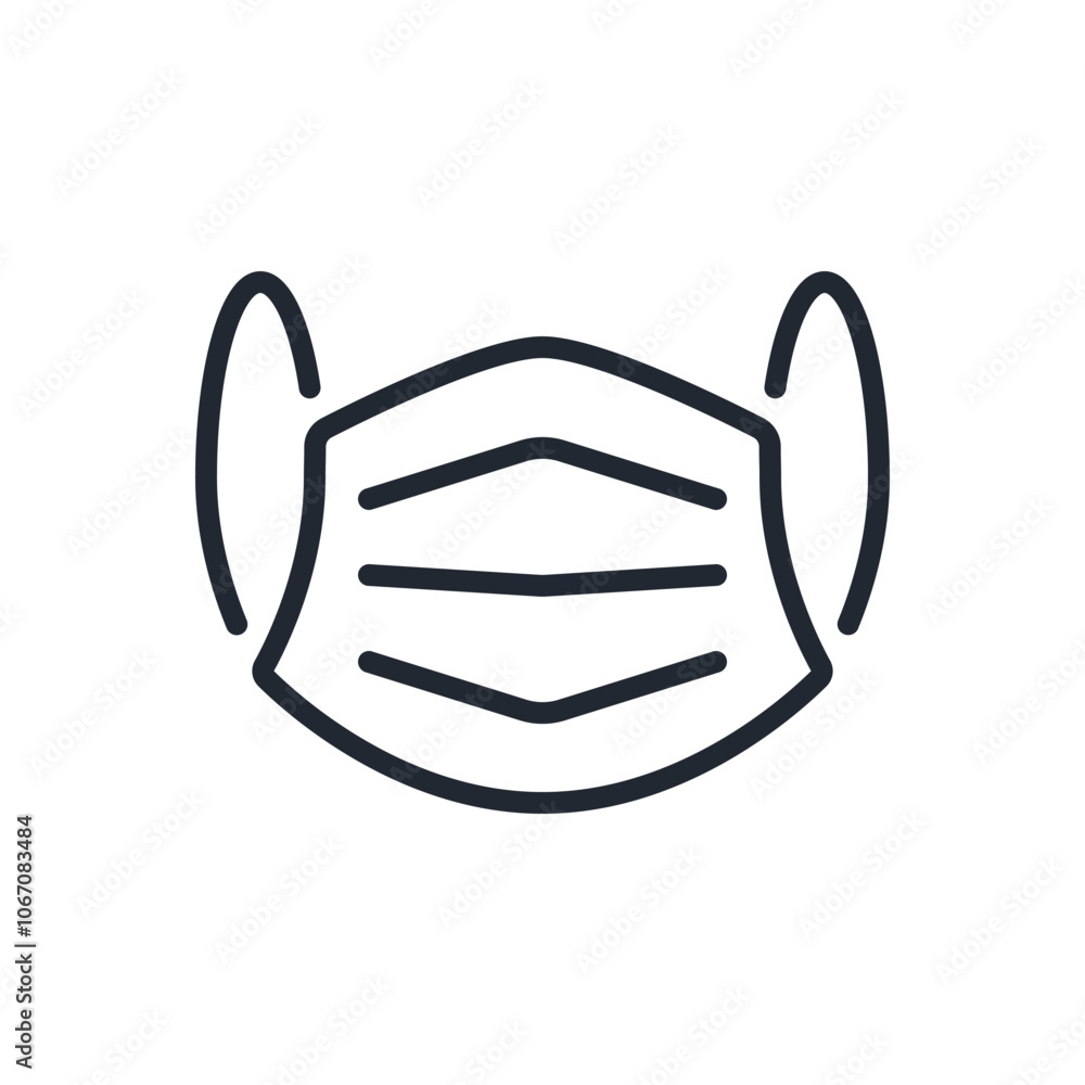 Medical face mask editable stroke outline icon isolated on white background flat vector illustration. Pixel perfect. 64 x 64. Medical face mask editable stroke outline icon isolated on white background flat vector illustration. Pixel perfect. 64 x 64.