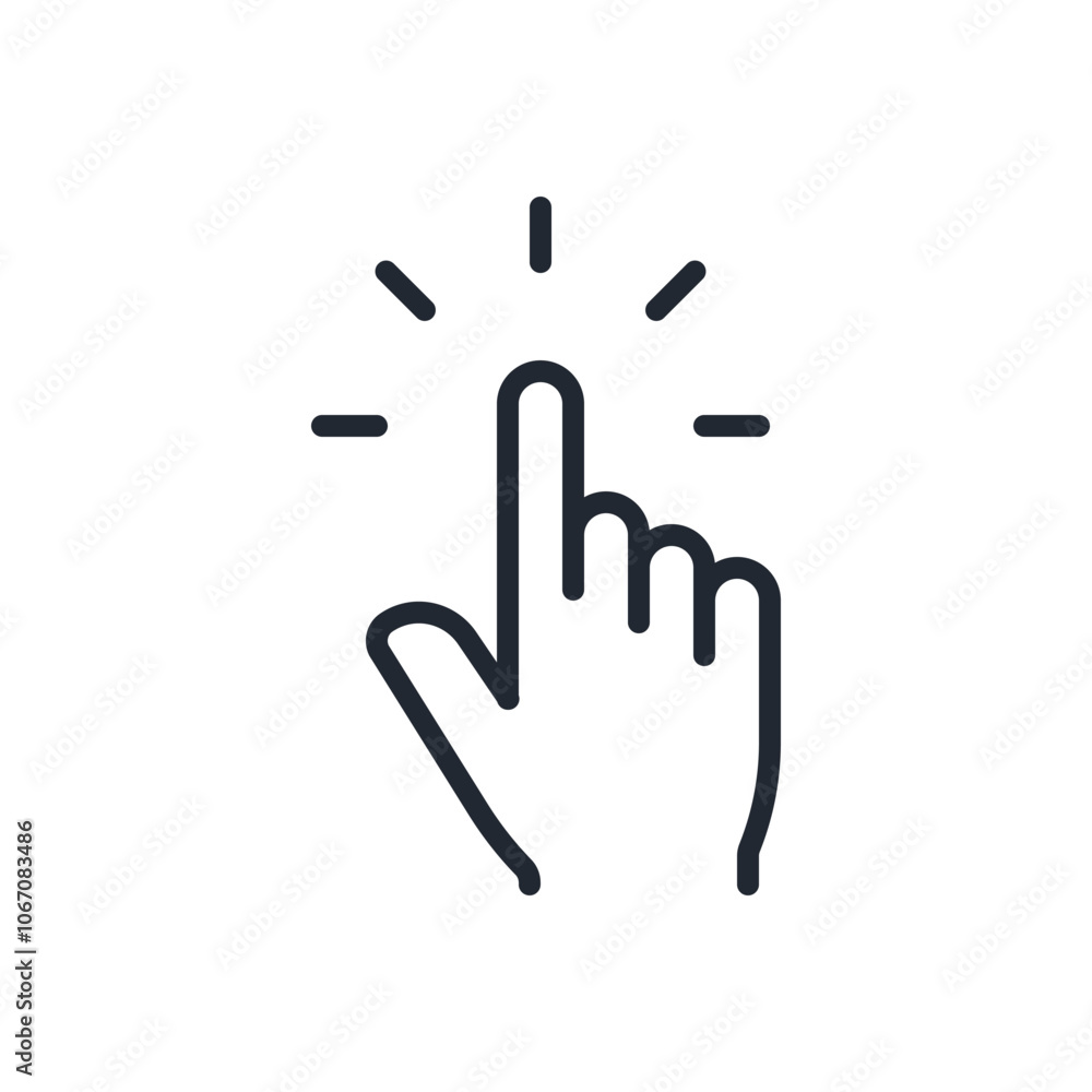 Hand click editable stroke outline icon isolated on white background flat vector illustration. Pixel perfect. 64 x 64. Hand click editable stroke outline icon isolated on white background flat vector illustration. Pixel perfect. 64 x 64.