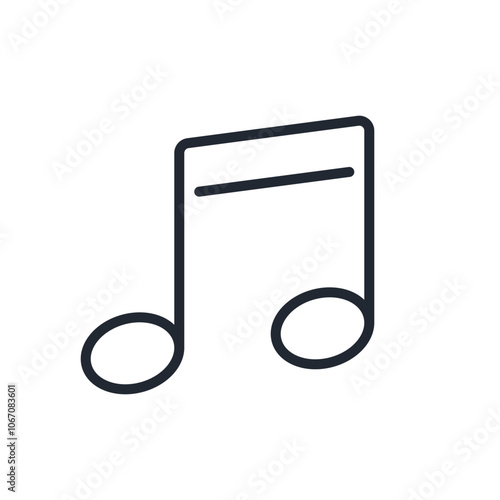 Music note, melody, sound editable stroke outline icon isolated on white background flat vector illustration. Pixel perfect. 64 x 64