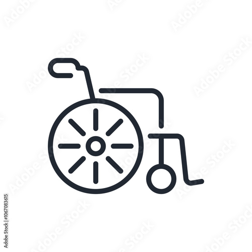 Wheelchair editable stroke outline icon isolated on white background flat vector illustration. Pixel perfect. 64 x 64.