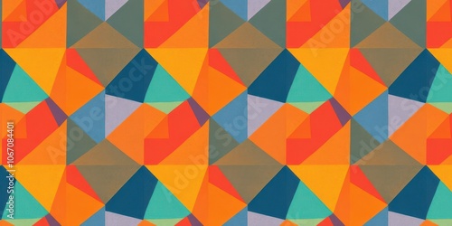 Seamless geometric retro wallpaper pattern in vibrant colors, trendy