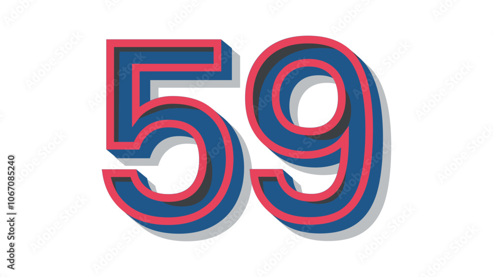 Retro text effect desighn vector illustration. 59 number luxury modern Retro text effect desighn vector illustration. 59 number luxury modern