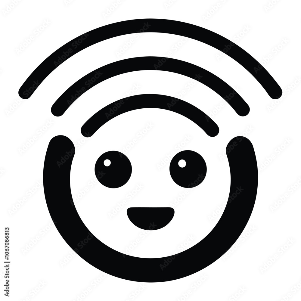 Wi fi signal icon with basic emoticons Wi fi signal icon with basic emoticons