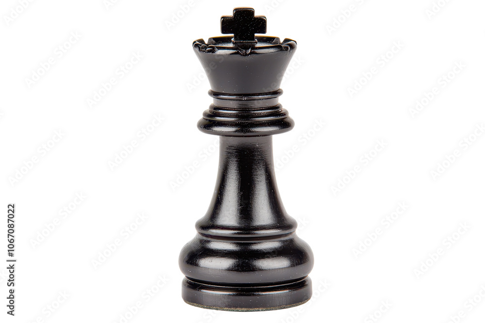 Black chess king piece against a white isolated background. Black chess king piece against a white isolated background.