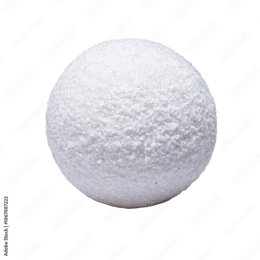 White textured foam ball on a white background, ideal for crafting and decoration. White textured foam ball on a white background, ideal for crafting and decoration.