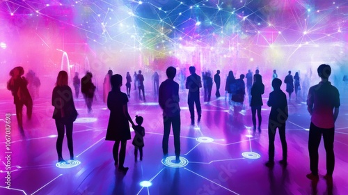 Wallpaper Mural People in a Digital Atmosphere with Colorful Lights Torontodigital.ca