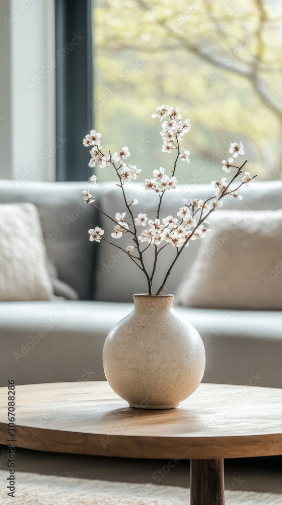 white flowers in a ceramic vase on a wooden coffee table white flowers in a ceramic vase on a wooden coffee table