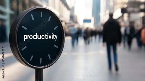 Productivity. The concept of increasing productivity. The word on the watches