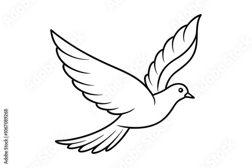 Elegant Dove of Peace Vector Illustration - Minimalist White Bird with Wings Spread Symbolizing Love, Harmony, and Freedom