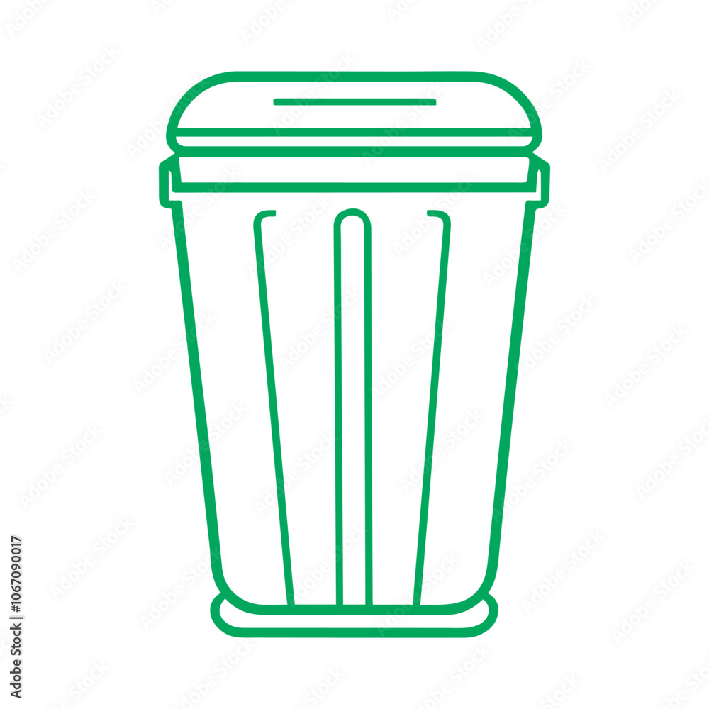 Minimalistic Black and White Line Art Icon of a Dustbin - Simple Outline Design Representing Waste Management, Cleanliness, and Recycling Minimalistic Black and White Line Art Icon of a Dustbin - Simple Outline Design Representing Waste Management, Cleanliness, and Recycling