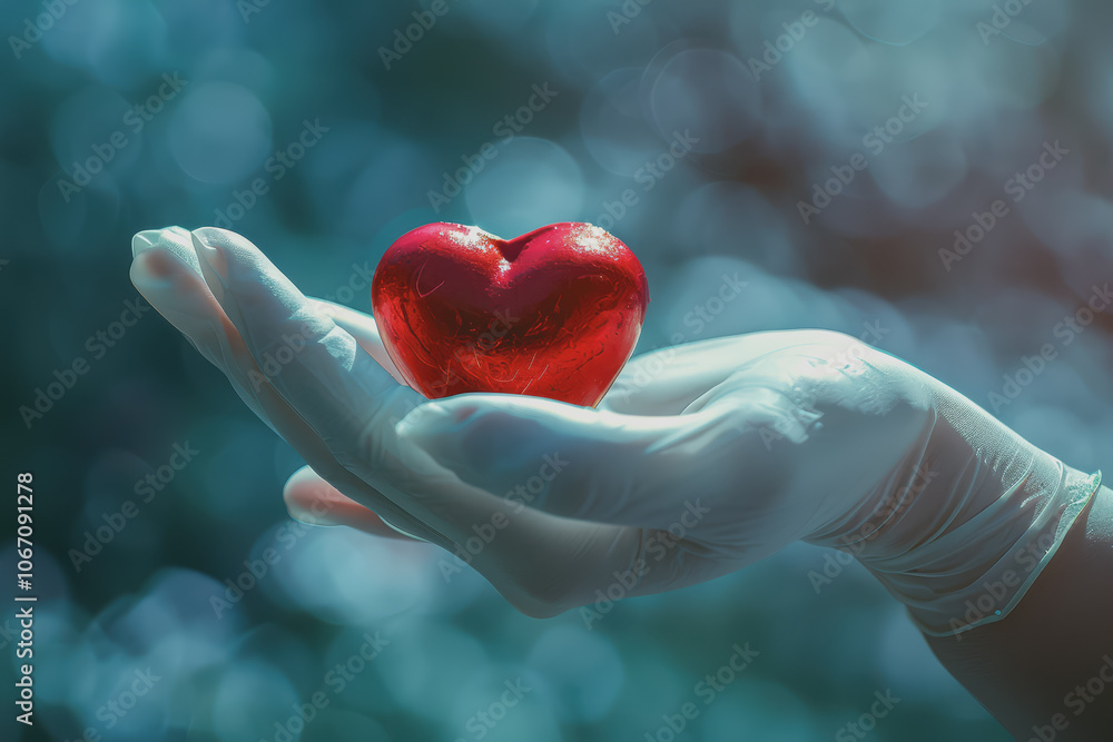 A white-gloved hand slowly Place a small red heart on your palm. which is a symbol of love. A white-gloved hand slowly Place a small red heart on your palm. which is a symbol of love.