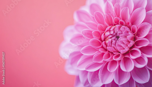 Beautiful pink flower with delicate petals on a soft pink background.
