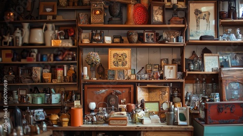 Wallpaper Mural Vintage collection of antiques and memorabilia on wooden shelves Torontodigital.ca