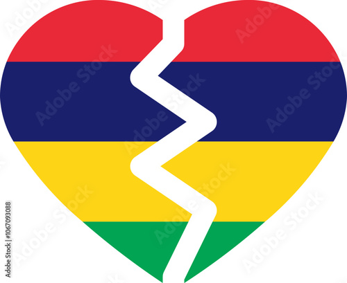 Broken Heart Icon of Mauritius Flag