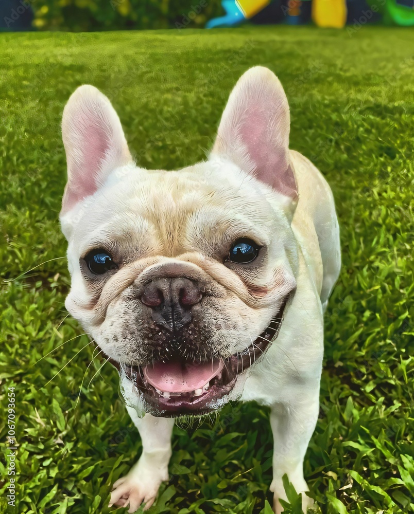 Fototapeta premium French Bulldog on Green Grass