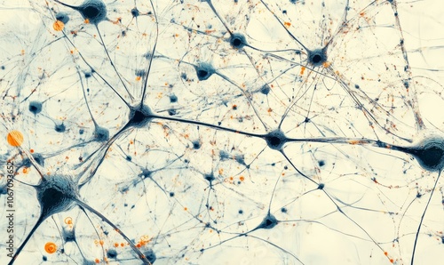 minimalist digital painting showcasing neural networks with interconnected nodes and lines, representing complex data structures and technology