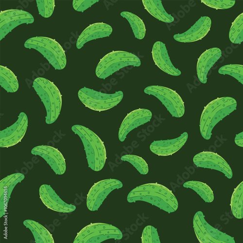 Cucumber seamless pattern background. Green cucumber wallpaper, pickle seamless motif