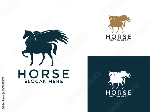 Horse Elegant Logo Symbol Vector, simple horse with wings logo vector illustration