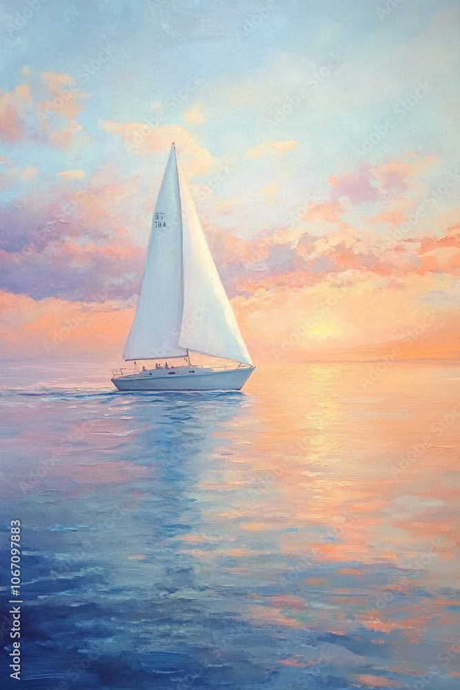 Fototapeta premium sailboat at sunset