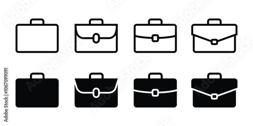 Briefcase icon in trendy design. Briefcase sign and symbol Design. Portfolio vector filled and line icon.