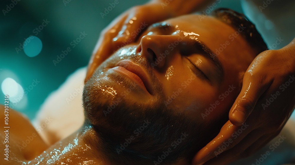 man enjoying the healing benefits of massage at luxury spa and wellness center, getting waxed for hair removal man enjoying the healing benefits of massage at luxury spa and wellness center, getting waxed for hair removal