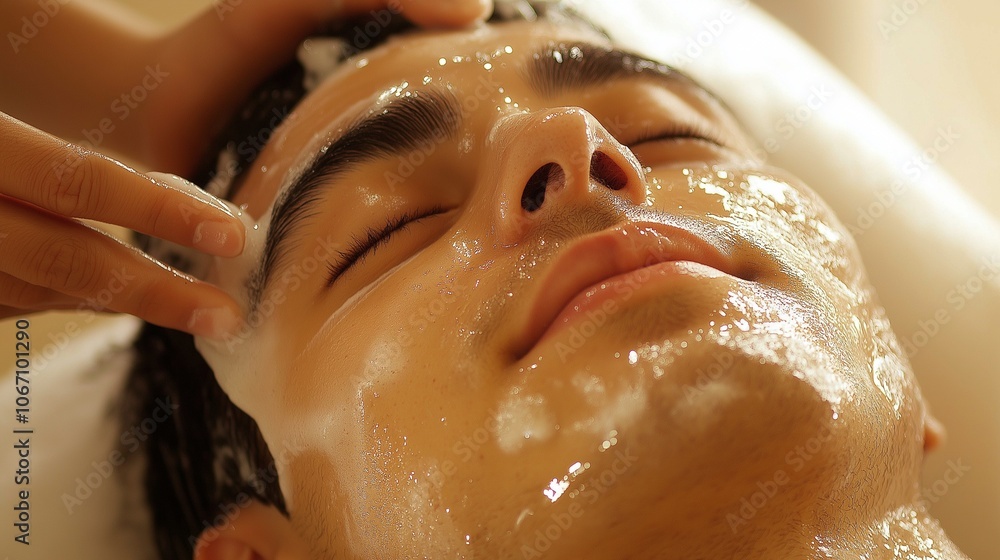 man enjoying the healing benefits of massage at luxury spa and wellness center, getting waxed for hair removal man enjoying the healing benefits of massage at luxury spa and wellness center, getting waxed for hair removal
