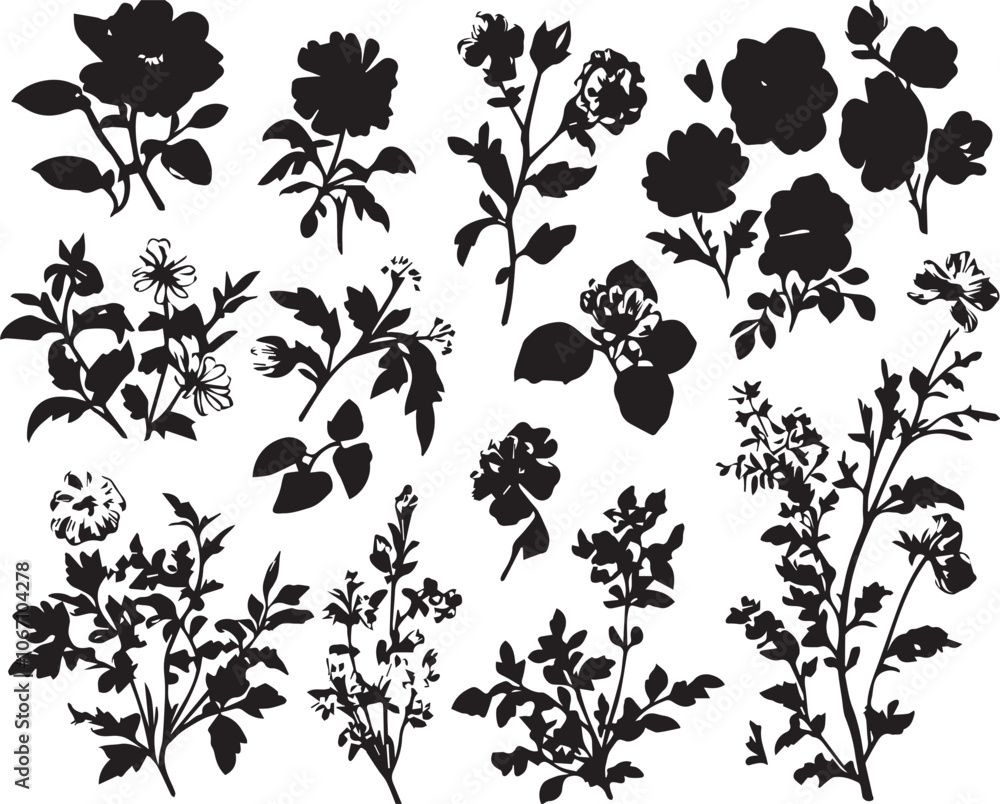 Set Flowers. Hand drawn vector illustration Set Flowers. Hand drawn vector illustration