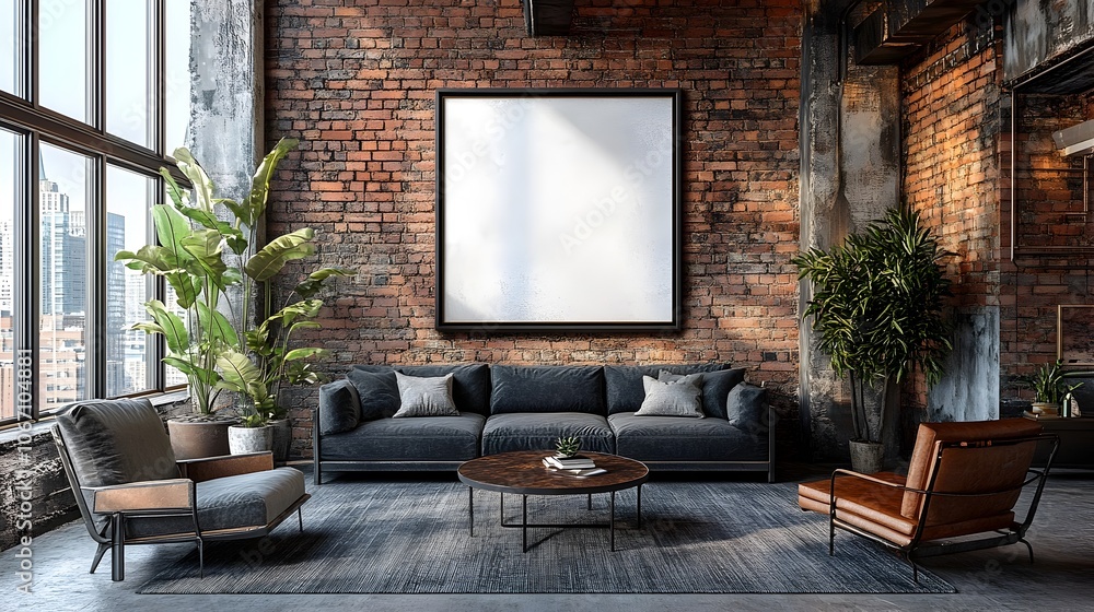 Sleek Black Metal Frame Mockup on Industrial-Chic Loft Wall with Exposed Brick,Warm Lighting,and Urban Sophistication. Versatile Backdrop for Home,Office,or Photography Studio Decor. Sleek Black Metal Frame Mockup on Industrial-Chic Loft Wall with Exposed Brick,Warm Lighting,and Urban Sophistication. Versatile Backdrop for Home,Office,or Photography Studio Decor.