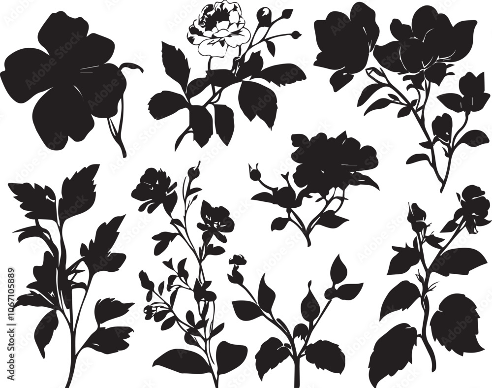 Set Flowers. Hand drawn vector illustration Set Flowers. Hand drawn vector illustration