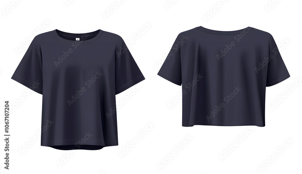 Navy Blue T-Shirt Mockup with Short Sleeves and Crew Neck Navy Blue T-Shirt Mockup with Short Sleeves and Crew Neck