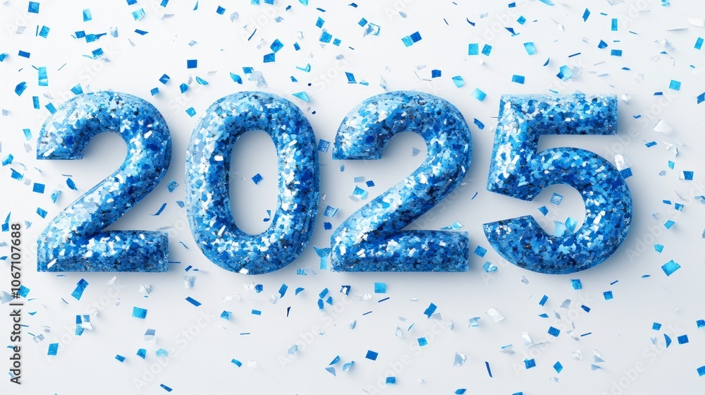 Happy new year 2025, blue numbers isolated on on white background. Happy new year 2025, blue numbers isolated on on white background.