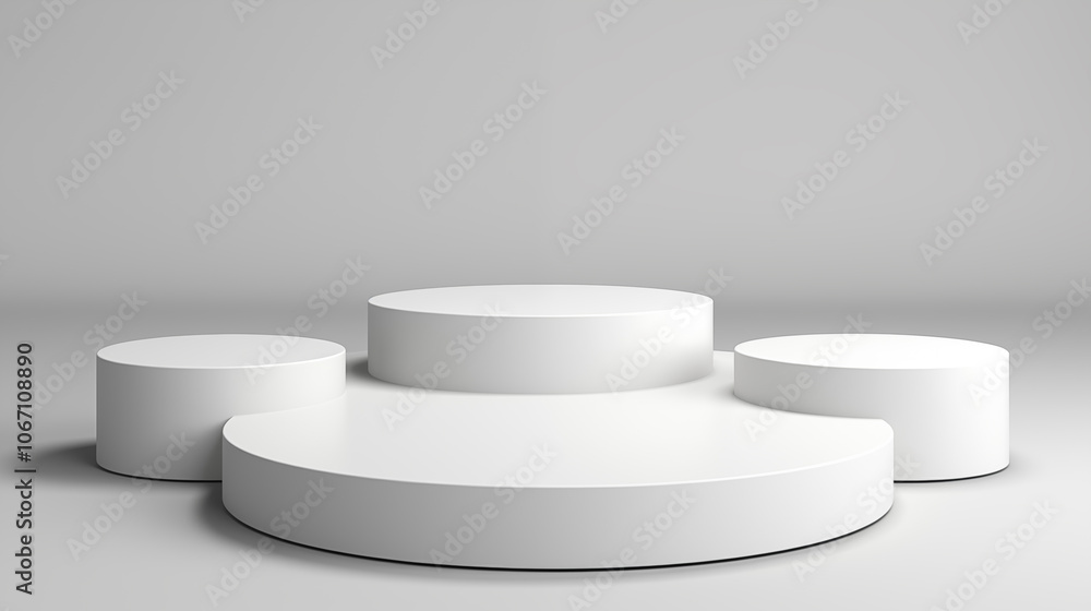 Abstract 3D realistic white podiums pedestal background with natural lighting wall scene. Stage for showcase, cosmetic, advertising.
Abstract 3D realistic white podiums pedestal background with natural lighting wall scene. Stage for showcase, cosmetic, advertising.