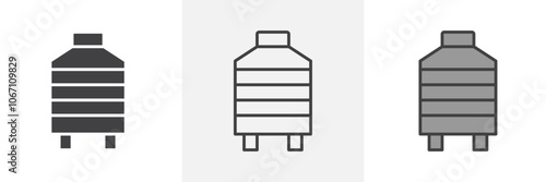 Water tank icon in black and colored style.