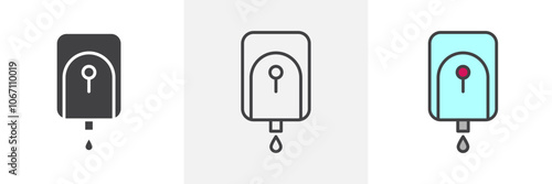 Electrical soap box icon in black and colored style.
